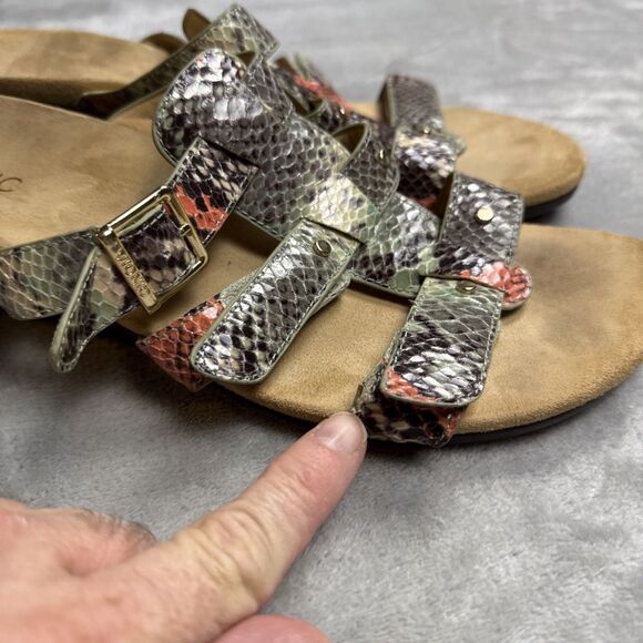 Vionic Radia Women’s Size 12 Snakeskin Triple Strap Slide Wedge Sandals - Picture 5 of 8